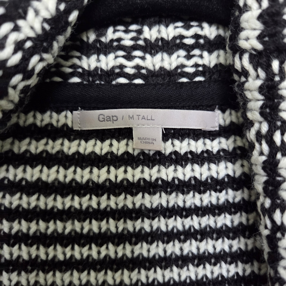 Gap Striped Southwestern Design Black and White Cardigan Cabincore Boho Med.Tall - Picture 8 of 10